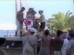 Blowjob competition on the stage