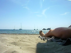 Real exhibitionist strokes his horny dick on a public beach