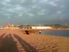 Horny drunken girl riding his pecker on the beach