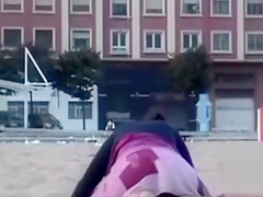 Horny drunken girl riding his pecker on the beach