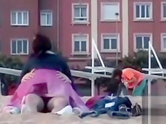 Horny drunken girl riding his pecker on the beach