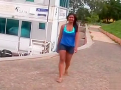 Smoking hot Brazilian sex bomb poses on the sandbeach