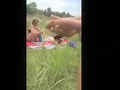 Jerking off to girls on the beach and in a field