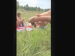 Jerking off to girls on the beach and in a field