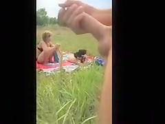 Jerking off to girls on the beach and in a field