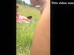 Jerking off to girls on the beach and in a field
