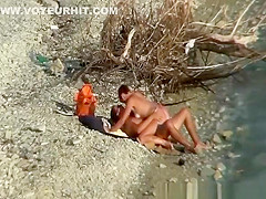 Nudist couple fucking by the water