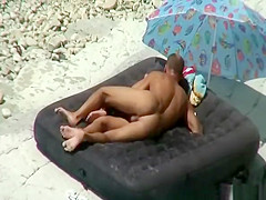 Couple fucking in air mattress