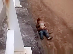 Horny chick riding cock in public beach