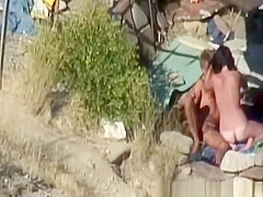 Skinny couple hard fuck at beach