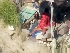 Skinny couple hard fuck at beach