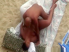 Nudist black couple spied fucking in beach