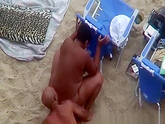Nudist black couple spied fucking in beach