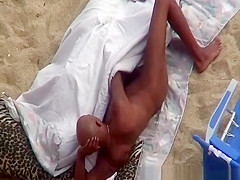 Nudist black couple spied fucking in beach