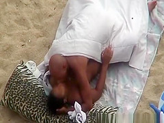 Nudist black couple spied fucking in beach