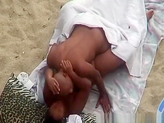 Nudist black couple spied fucking in beach