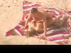 Horny couple having hard sex in beach