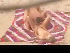Horny couple having hard sex in beach