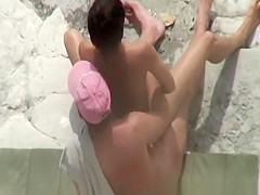 Small breats nudist fucked in beach