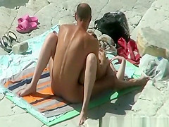 Pussy eating and fuck on rocky beach