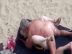 Old man fucking his wife in beach