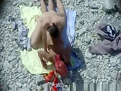 Horny couple in the beach having sex