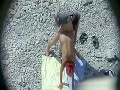 Horny couple in the beach having sex