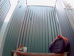 Voyeur caught a blowjob in a beach cabin