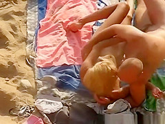 Bald man screws nudist blonde