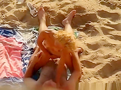 Bald man screws nudist blonde