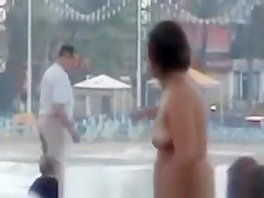Beach fuck with specatators