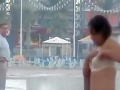 Beach fuck with specatators