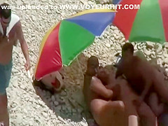 Threesome in nudist beach