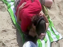 Couple fucking different positions in beach