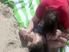 Couple fucking different positions in beach