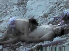 Late beach fuck and blowjob