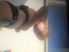 Nice ass teen caught in beach cabin changing