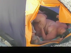 Chubby mature fucked inside tent