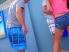 Sexy scuba diver caught by the beach