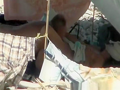 Old man fucking wife in beach tent