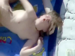 Skinny nudist fucked on the beach