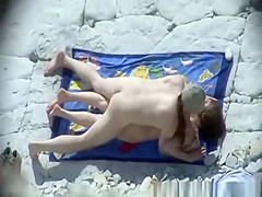 Skinny nudist fucked on the beach