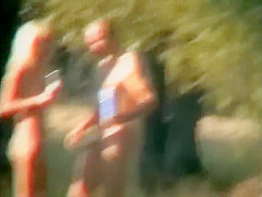 Blonde's seduction of a nudist guy