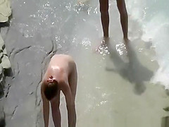 Blowjob and fuck under sun umbrella