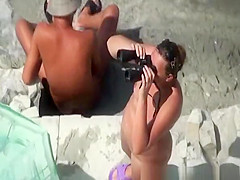Nudist couples fucking in rocky beach