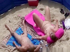 Tattooed fucks chubby wife in beach
