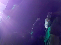 Slutty blonde flirts with a black guy