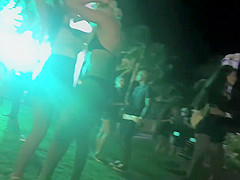 Slutty blonde flirts with a black guy