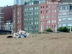 Drunk couple caught fucking in the beach