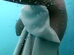 Girl hot red body in shower